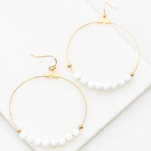 Beats & Beads Hoop Earrings-White